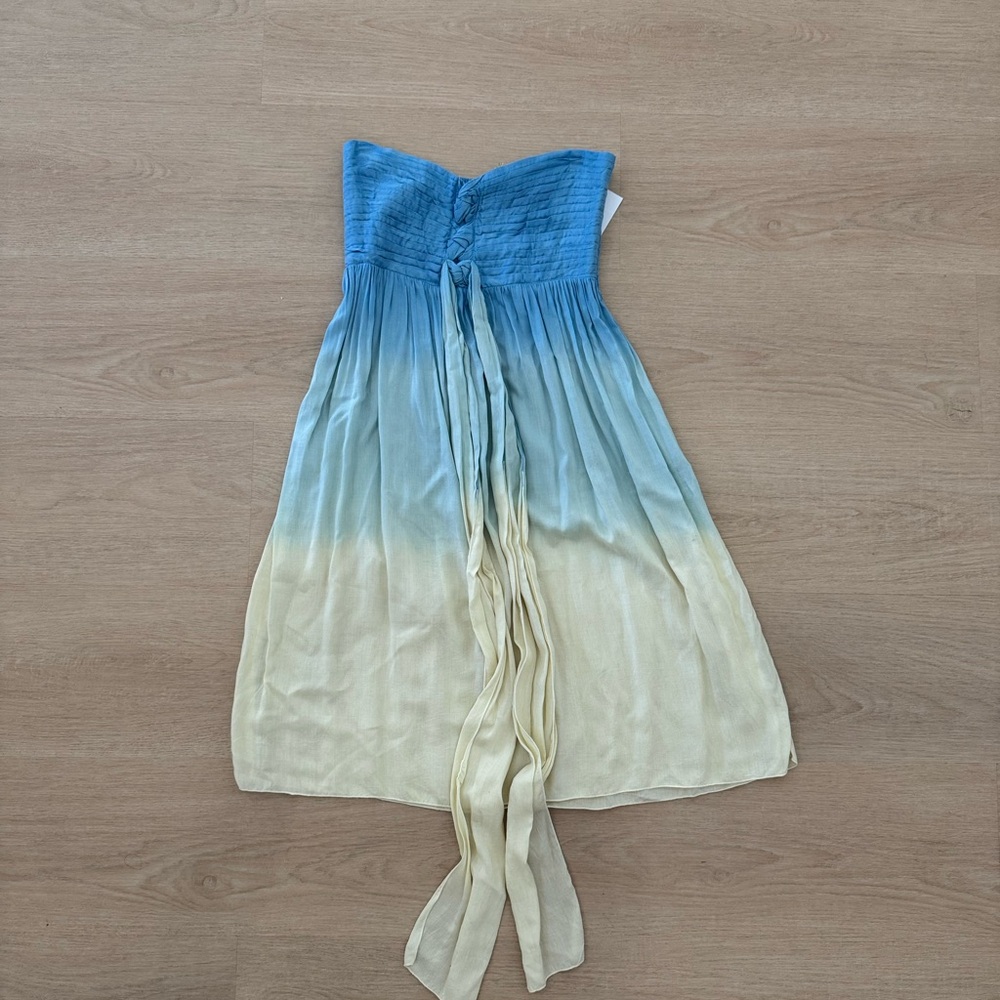 Tiare Hawaii Blue and Cream Strapless Sundress